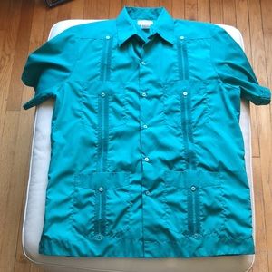 - My Cuban Store Guayabera teal mens shirt
